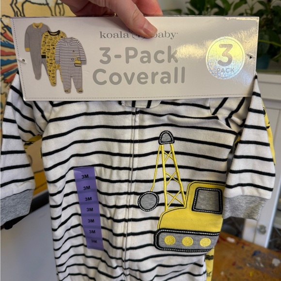 NWT 3mo cotton footie sleeper pajamas - set of 3 - Picture 4 of 4